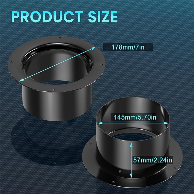 6 Inch Duct Connector, HG Power 150mm Plastic Straight Pipe Flange - Image 2