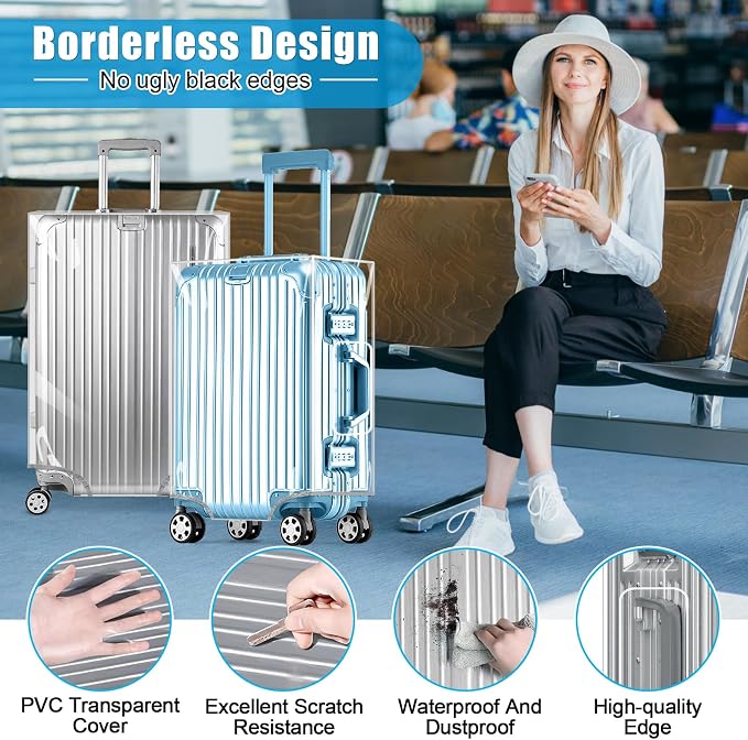 Yotako Clear PVC Suitcase Cover Tough Protector, 24 Inch Luggage Covers - Image 3