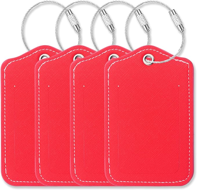 Luggage Tags for Suitcases-Leather Luggage Tag 4 Pack by GOWRAPS