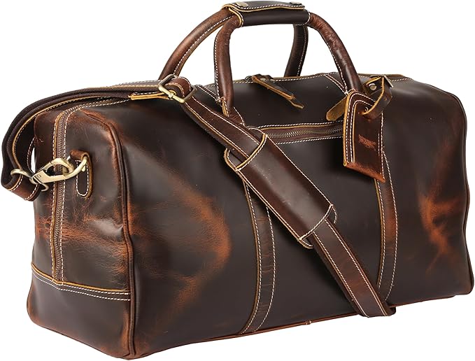 KomalC Leather Duffel Bags for Men and Women Full Grain Leather Travel by KomalC