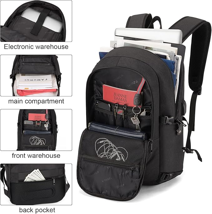 Tzowla Travel Laptop Backpack Water Resistant Anti-Theft Bag - Image 5