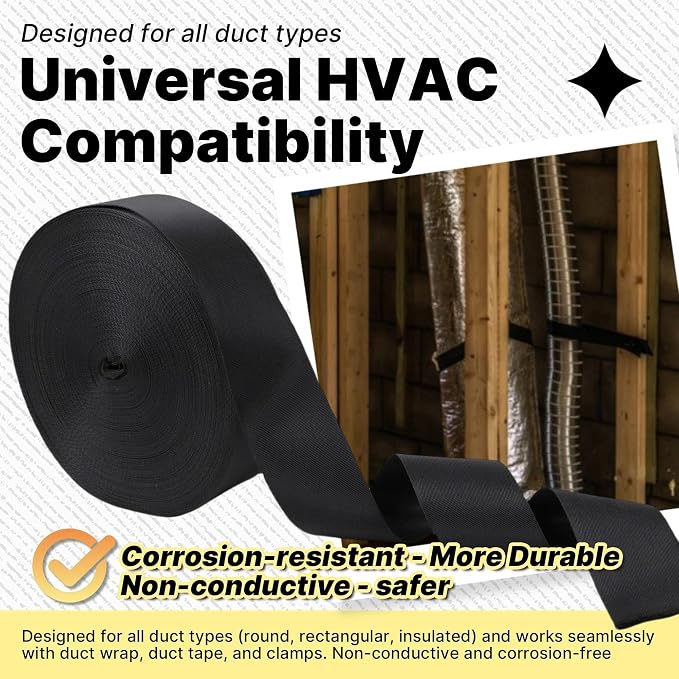 Heavy Duty Duct Strap – 1.95 in x 49 ft Black Nylon Strapping - Image 6
