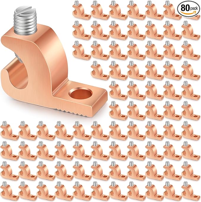 Landhoow 80 Pack Lay-in Lugs, Copper Pool Bonding Connectors, 4-14 AWG | by Landhoow