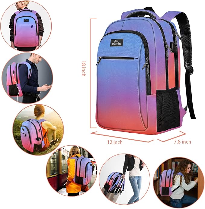 MATEIN Fashion Laptop Backpack, Slim Sturdy Travel Laptops Backpack - Image 3