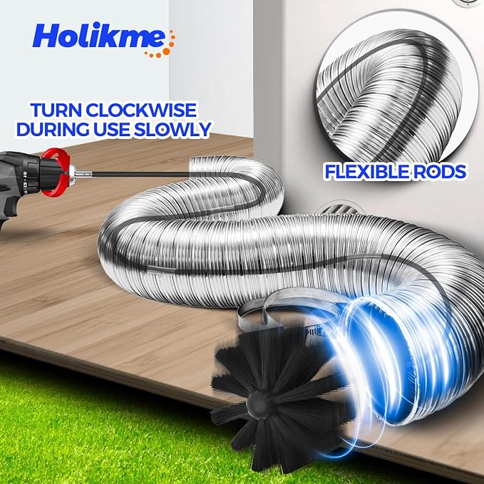 Holikme Dryer Vent Cleaner Kit - 40Ft Flexible Lint Brush - Image 2