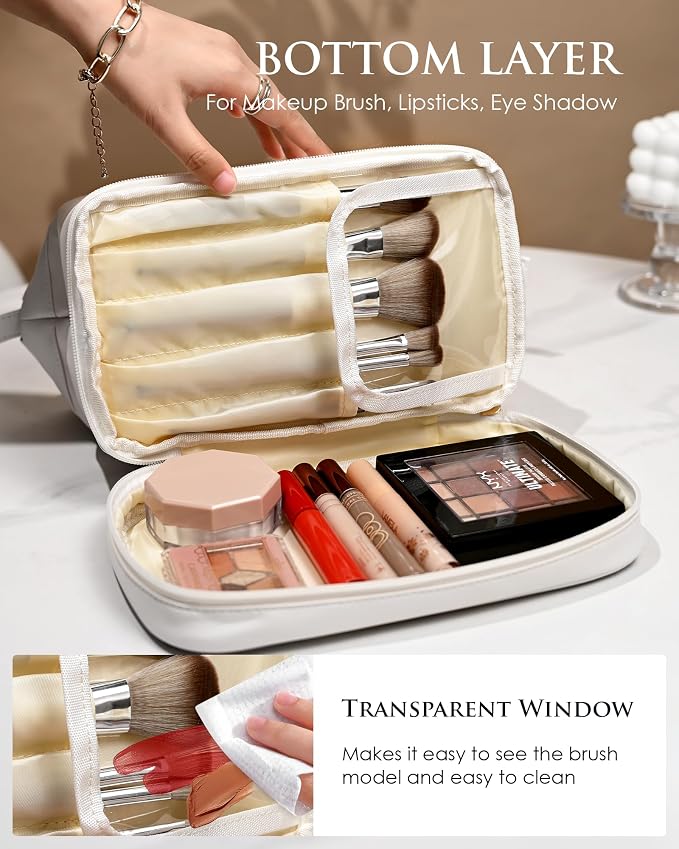 Travel Essentials for Women, Initial Makeup Bags, Personalized Double Layer - Image 5