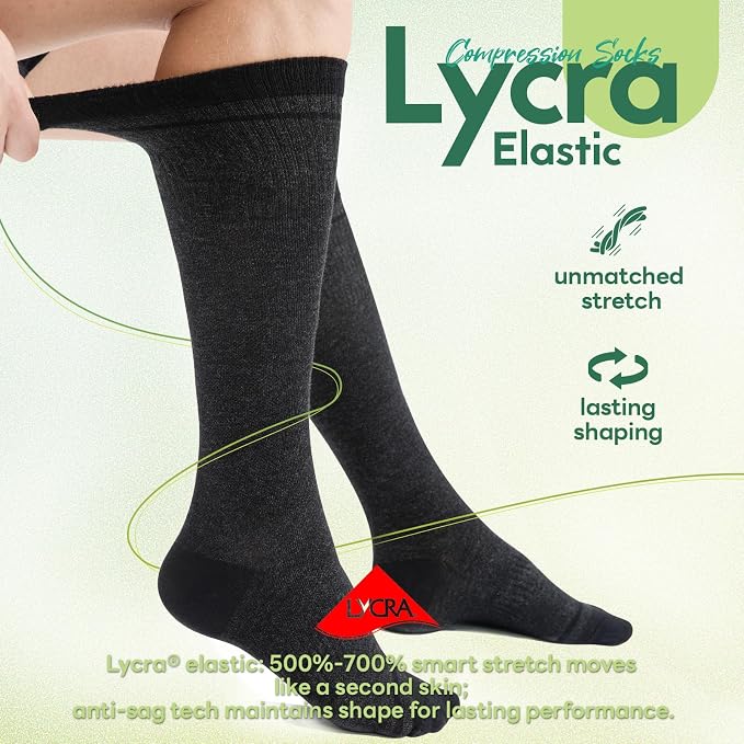 Compression Socks Women & Men, 15-20 mmHg Bamboo Viscose Knee High Soft Support - Image 4