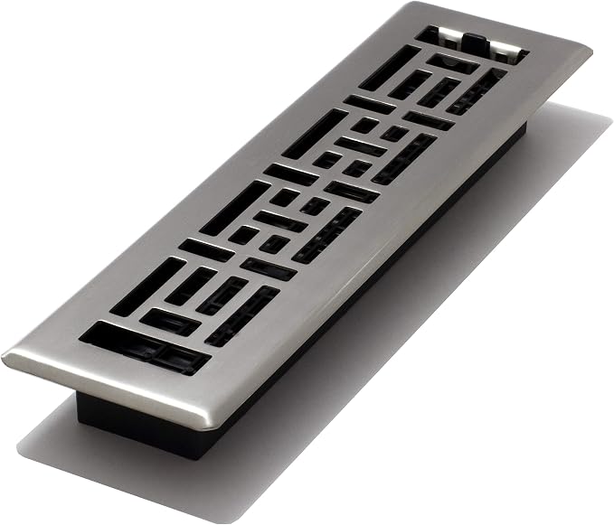 Decor Grates AJH212-NKL 2-Inch by 12-Inch Oriental Floor Register, Brushed by DecorGrates