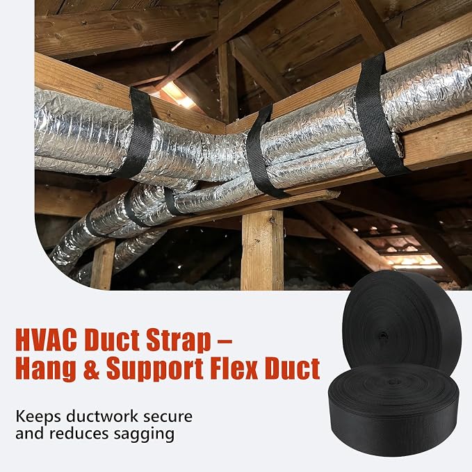 Convivium 100Ft HVAC Duct Strap 2pcs, Tight-Weave Nylon Duct Support Webbing - Image 2