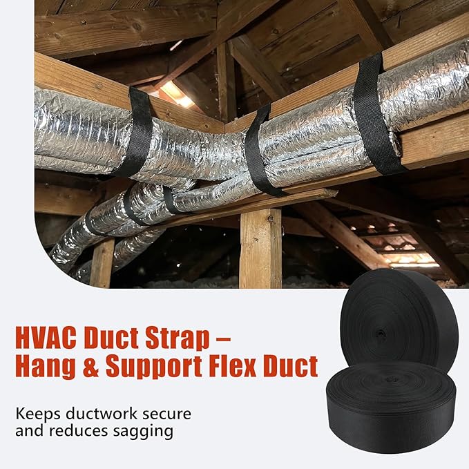 148Ft HVAC Duct Strap 2pcs, Tight-Weave Nylon Duct Support Webbing, Heavy Duty - Image 2