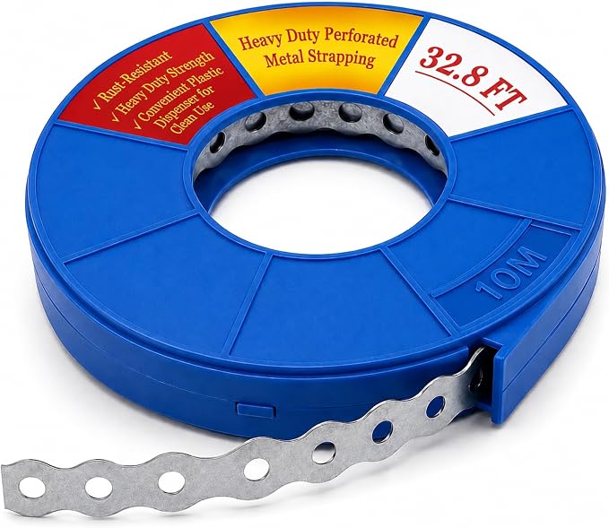 32.8FT Heavy Duty Perforated Metal Strapping, Galvanized Pipe Hanger Strap by HUVOTOSIUS