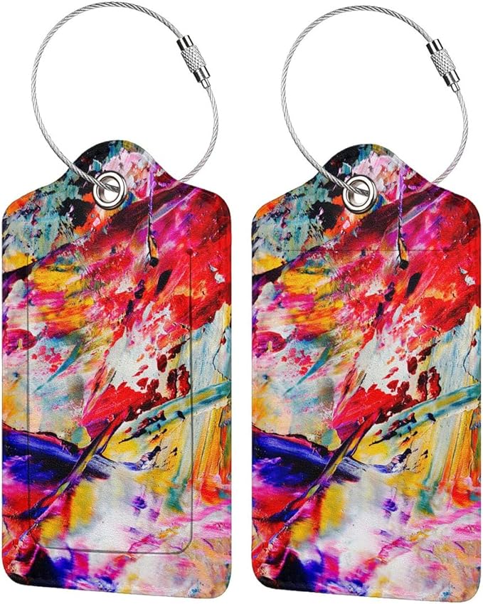 Red Oil-Painting Luggage Tags for Suitcases, Stylish Art Colorful Leather Bag by SNAPMADE