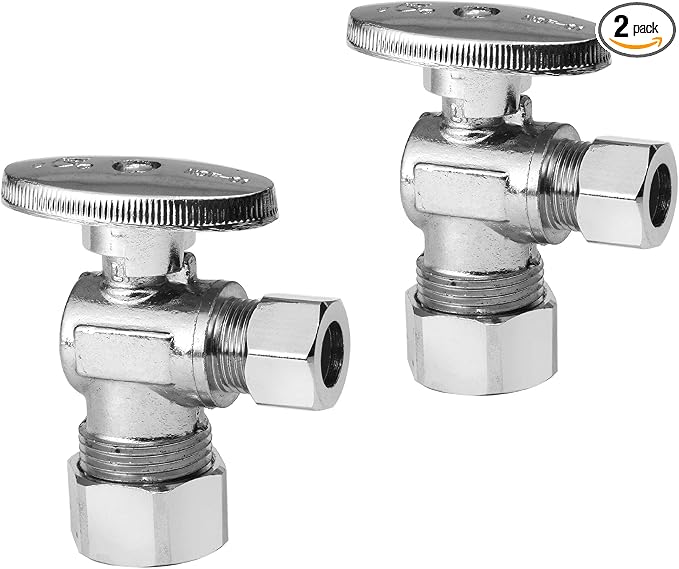 2PCS EFIELD Angle Stop Valve 1/2" Nominal Compression x 3/8" OD | 1/4 Turn by EFIELDPEXTUBING
