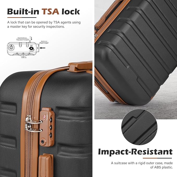 Coolife Luggage 4 Piece Set Suitcase Spinner Hardshell Lightweight TSA Lock - Image 4