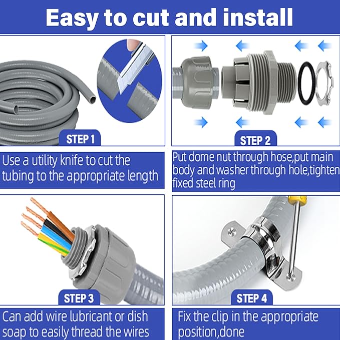 1 Inch NPT 50 FT Non-Metallic Liquid-Tight Conduit Connector Kit, LFNC-B - Image 4