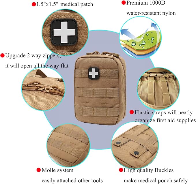 Carlebben EMT Pouch MOLLE Ifak Pouch Tactical MOLLE Medical First Aid Kit - Image 6