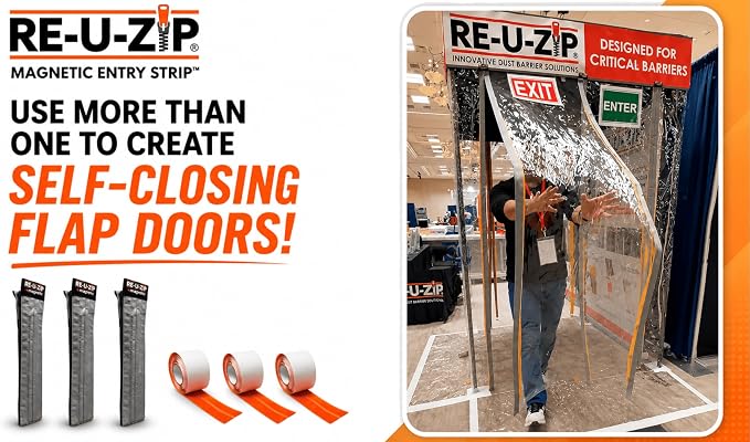 RE-U-Zip Self-Closing Ultra-Clear Magnetic Dust Barrier Entry Strip Door Kit - Image 8