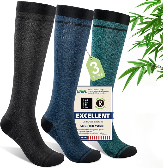Compression Socks Women & Men, 15-20 mmHg Bamboo Viscose Knee High Soft Support by Unknown