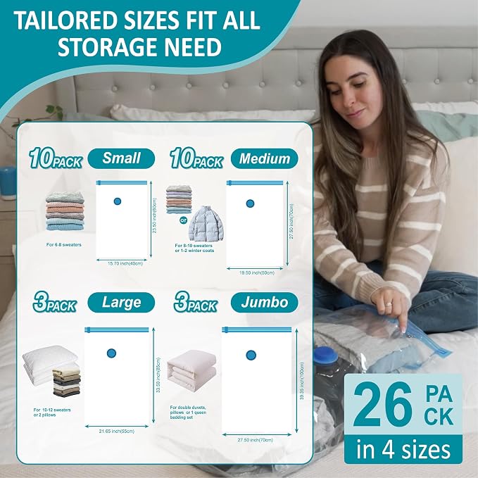 Cozy Essential 26 Pack Vacuum Storage Bags - Image 4