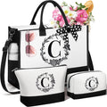 Personalized Mothers Day Gifts for Women, Initial Canvas Tote Bag & Makeup Bag by Unknown