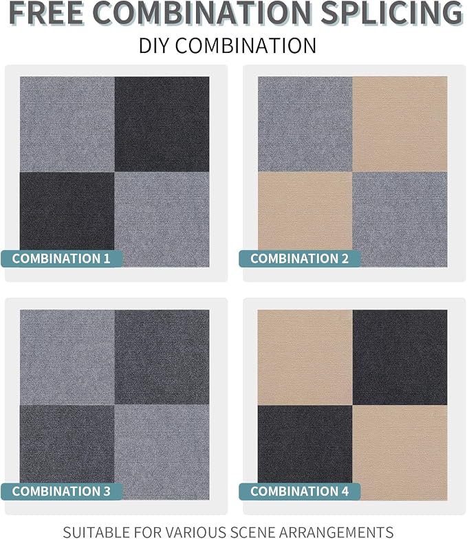 15pc 12" x 12" Self-Adhesive Carpet Tiles, Economical Temporary Flooring - Image 5