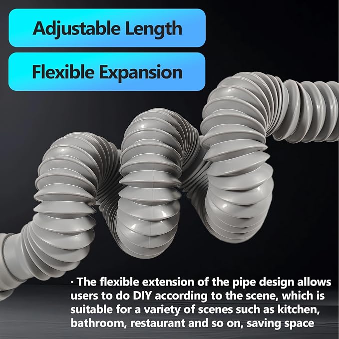 Sink Drain Pipe Kit, 1 Pack Flexible Drain Pipe P Trap, 8.46"-20.67" Flexible P - Image 4