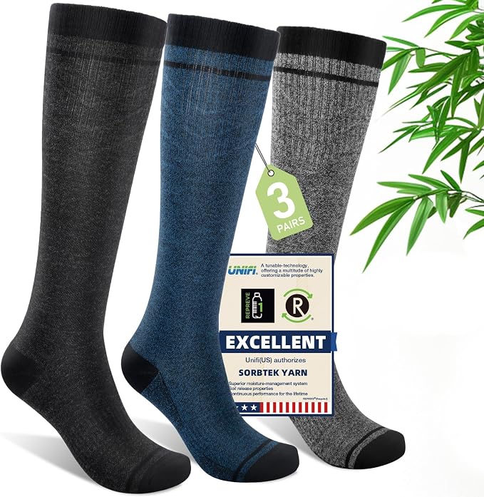 Compression Socks Women & Men, 15-20 mmHg Bamboo Viscose Knee High Soft Support by Unknown