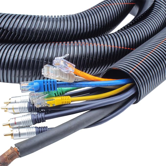 Electriduct 1.5" UV Rated Flame Retardant Wire Loom Black Nylon Split Tubing - Image 2