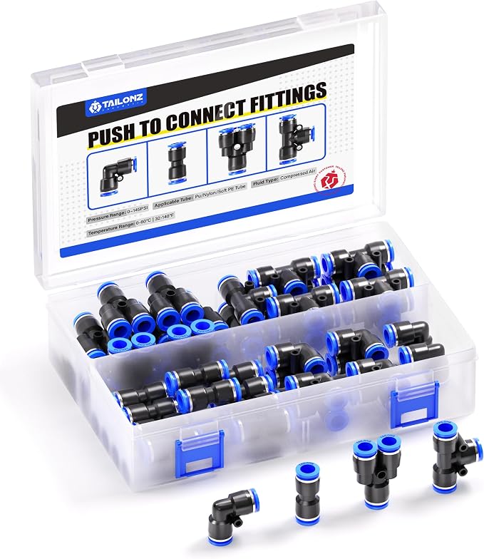 TAILONZ PNEUMATIC 5/16 Inch od Push to Connect Fittings Pneumatic Fittings Kit by TAILONZPNEUMATIC