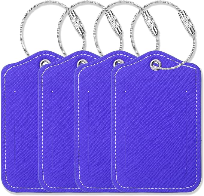 Luggage Tags for Suitcases-Leather Luggage Tag 4 Pack by GOWRAPS