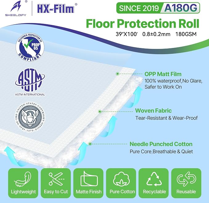 39" x 100' Heavy-Duty Floor Protection | Construction Grade Carpet Protector | - Image 2
