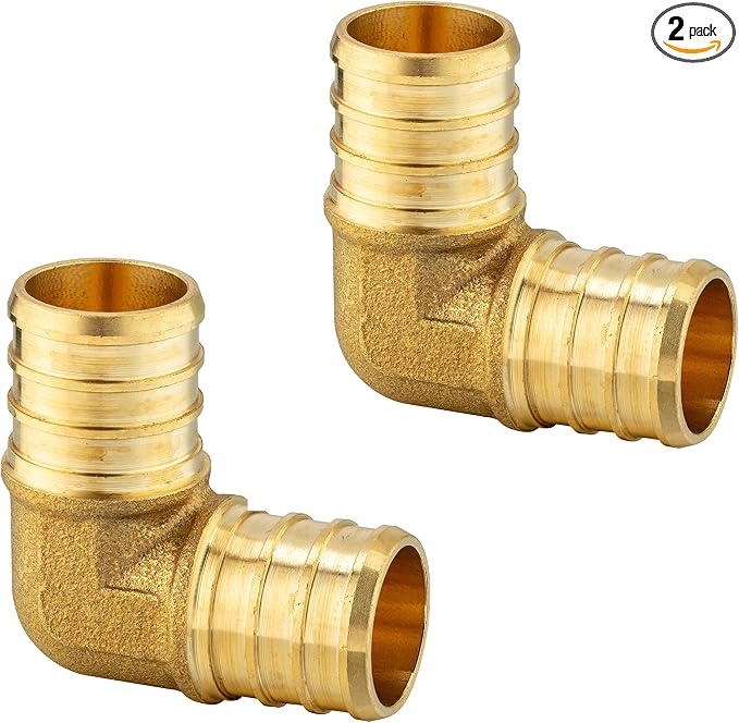 2PACK EFIELD 1-Inch Pex Elbow Barb Crimp Brass Fitting | by EFIELDPEXTUBING