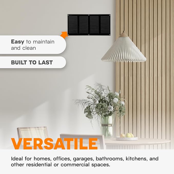 16 x 8 Inch Black Galvanized Steel Return Air Register Vent Cover, AC Vent Cover - Image 4