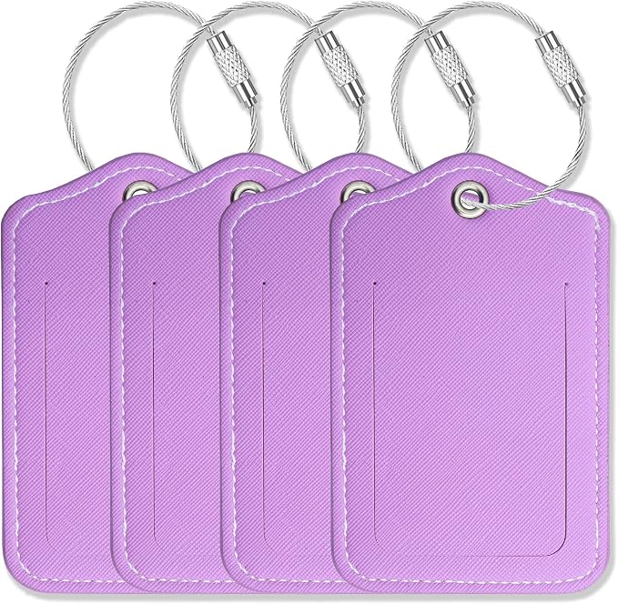 Luggage Tags for Suitcases-Leather Luggage Tag 4 Pack by GOWRAPS