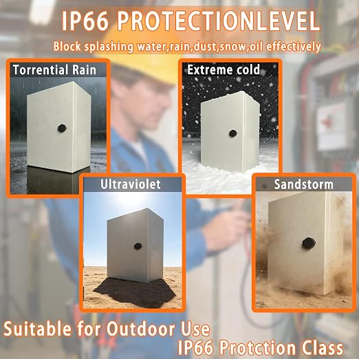 NBCYUNER 16x12x8 Electrical Enclosure Box NEMA 4 Outdoor Enclosure, IP66 - Image 2