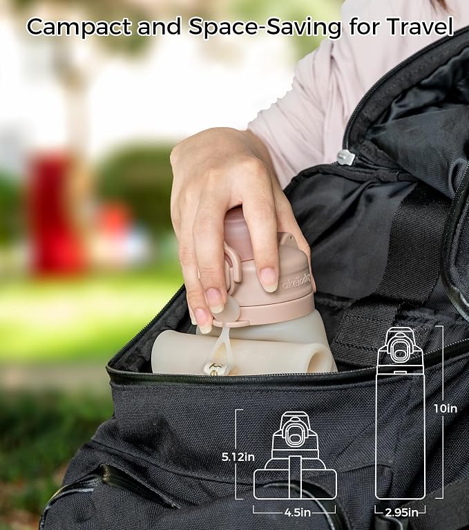 TakeToday Collapsible Water Bottles 20oz, Leak Proof, Foldable Silicone Travel - Image 8