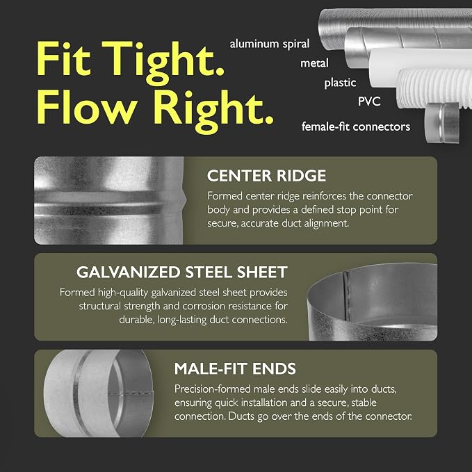 12 Inch Duct Connector for HVAC Ducting, Dryer Vent Hose - Image 4