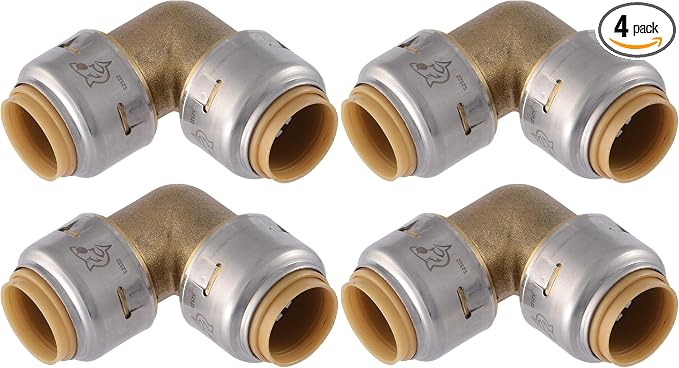 SharkBite Max 1/2 Inch 90 Degree Elbow, Push to Connect Brass Plumbing Fitting by SharkBite