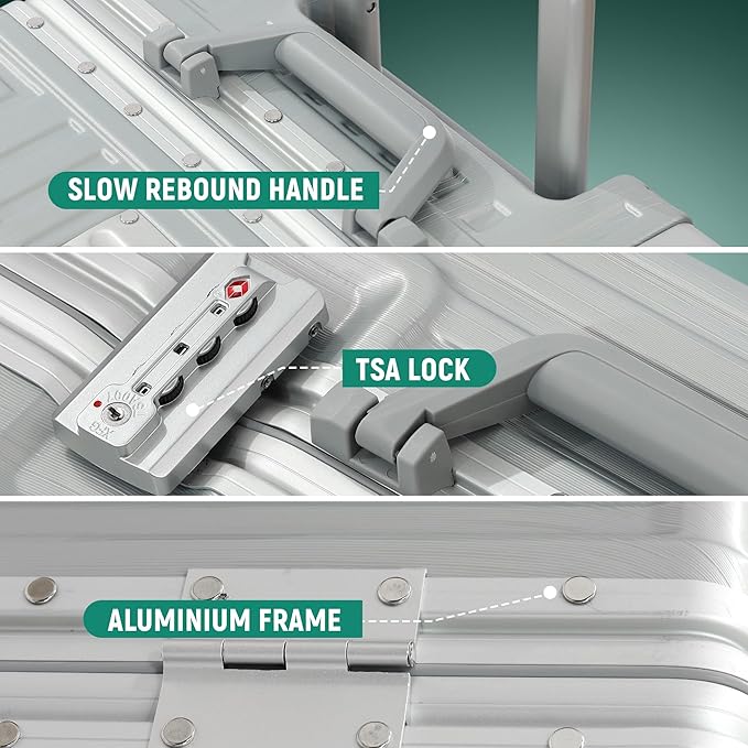 UrbanExplorer 20 Inch Carry On Luggage Aluminum Frame Airline Approved - Image 3