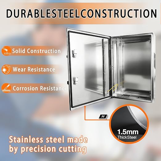 NBCYUNER Stainless Steel Electrical Enclosure 24x16x8 Inch NEMA 4X Enclosure - Image 3