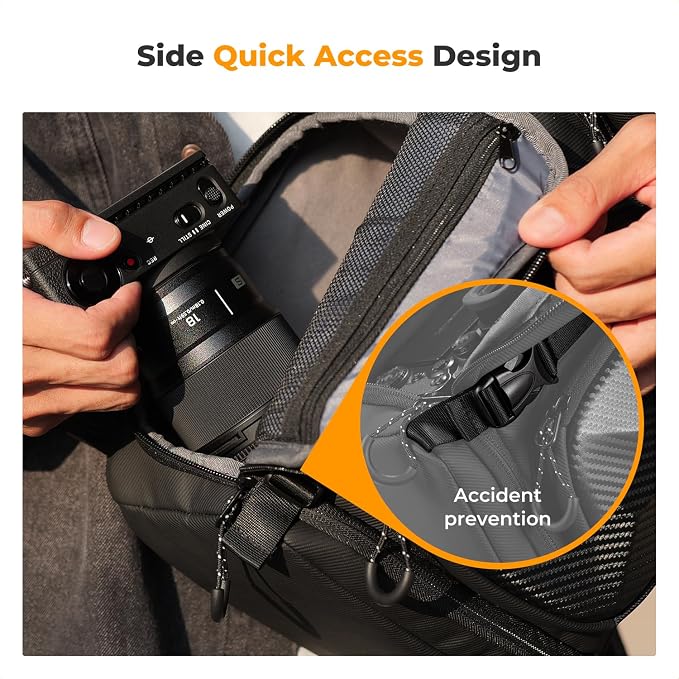 K&F Concept Camera Sling Bag Crossbody Bag Hardshell Camera Shoulder Backpack - Image 6