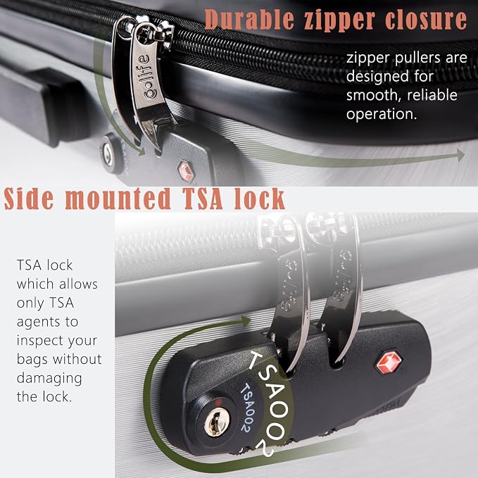 Coolife Luggage Expandable Suitcase PC+ABS 3 Piece Set - Image 5
