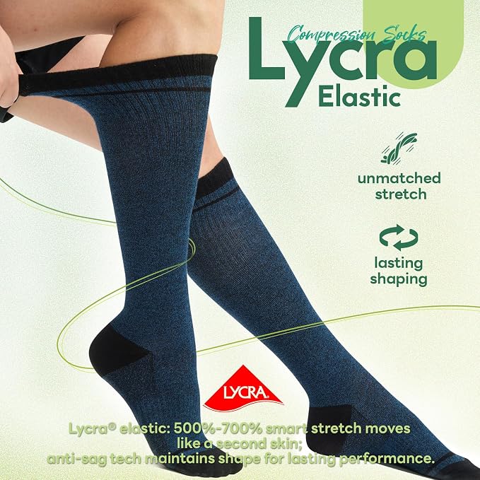 Compression Socks Women & Men, 15-20 mmHg Bamboo Viscose Knee High Soft Support - Image 4