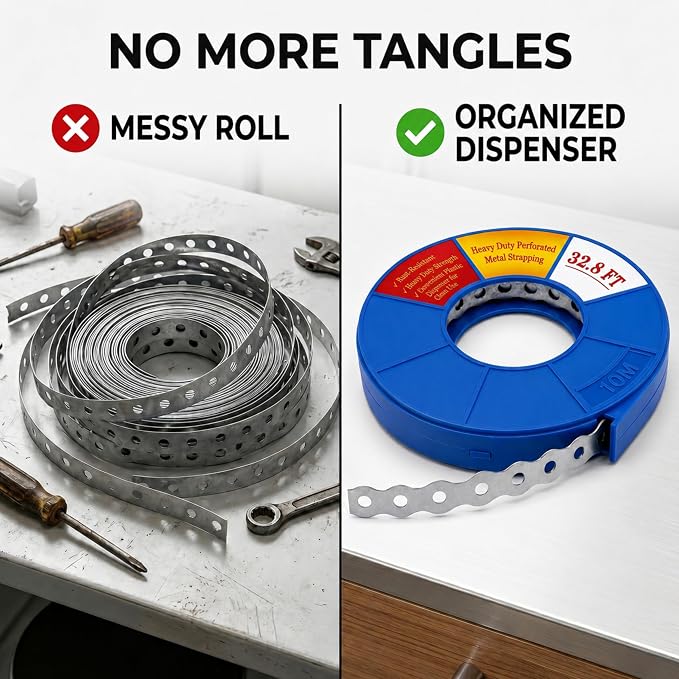 32.8FT Heavy Duty Perforated Metal Strapping, Galvanized Pipe Hanger Strap - Image 7