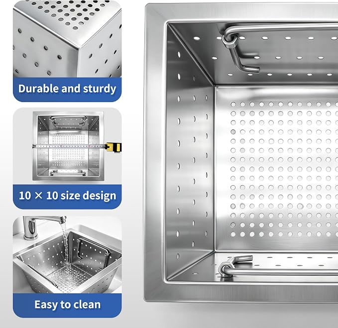 Commercial Floor Drain Strainer 10x10x5 Inch Stainless Steel Basket - Image 4