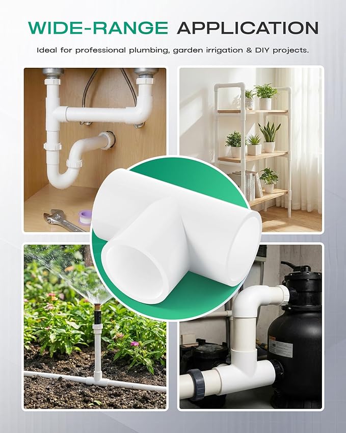 12-Pack 3/4 Inch PVC Tee Pipe Fittings, 3 Way Socket x Socket, Schedule 40 PVC - Image 7