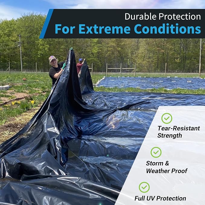 Black Plastic Sheeting 6 Mil 6' x 100', Heavy Duty Polyethylene Plastic Rolls - Image 3