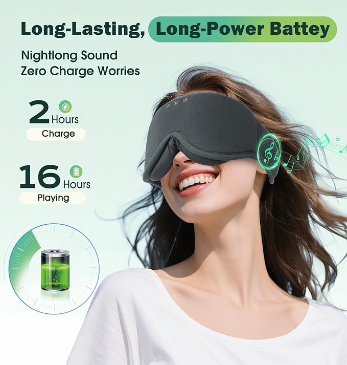 Sleep Mask with Headphones Bluetooth 5.4，LC-dolida 2025 New 3D Bluetooth Sleep - Image 4