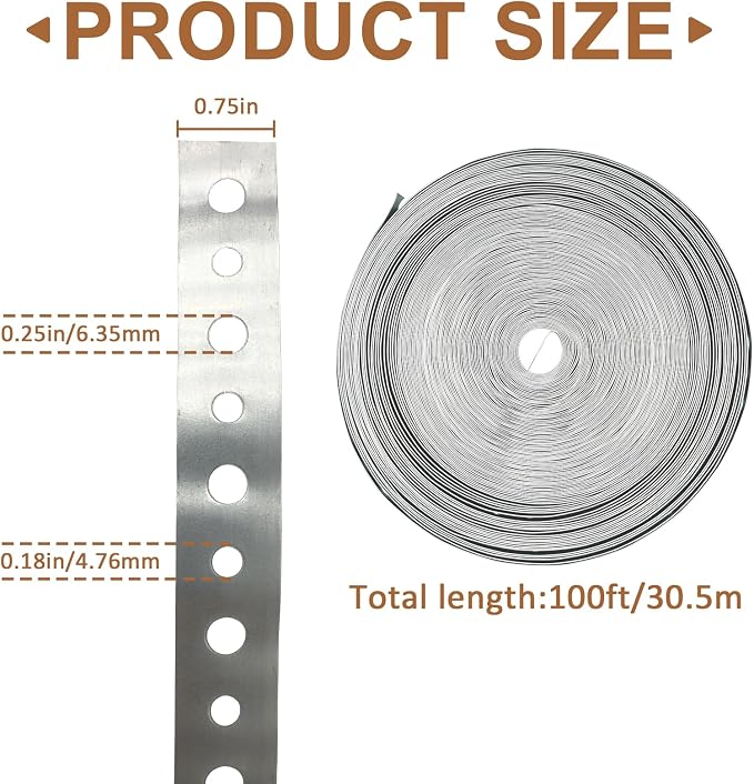 Galvanized Metal Pipe Strap 3/4-Inch x 100-Feet 24-Gauge - Image 2