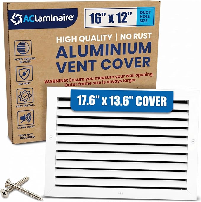 16x12 Aluminum Wall Ceiling Air Return Vent Cover HVAC Rustproof Grille by ACLAMINAIRE